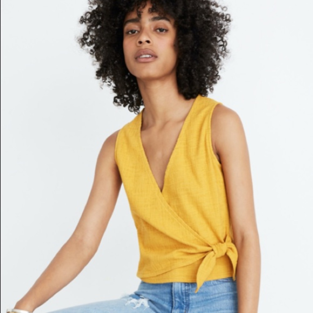 Madewell Mustard Yellow Wrap Tank Top NWT